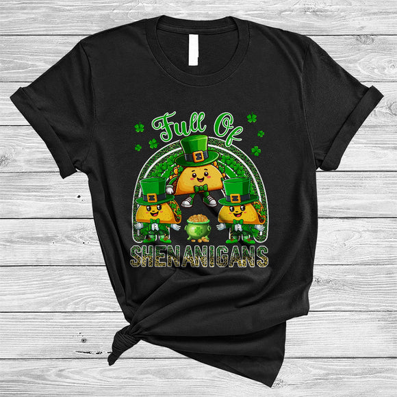 MacnyStore - Full Of Shenanigans, Lovely St. Patrick's Day Taco Leopard Rainbow, Taco Lover Shamrock T-Shirt