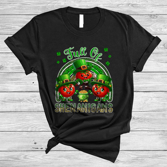 MacnyStore - Full Of Shenanigans, Lovely St. Patrick's Day Tomato Leopard Rainbow, Tomato Lover Shamrock T-Shirt
