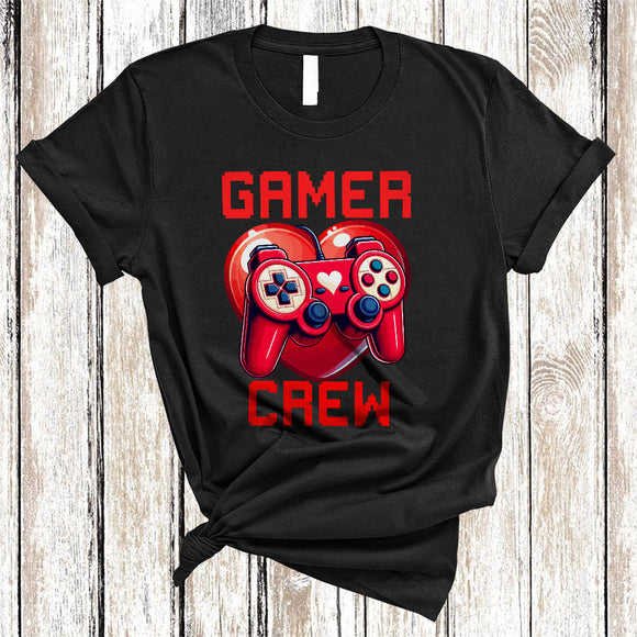 MacnyStore - Gamer Crew, Awesome Valentine's Day Game Controller Heart Shape, Gamer Gaming Group T-Shirt