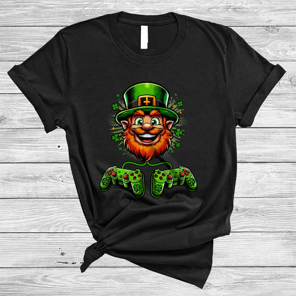 MacnyStore - Gamer Leprechaun Face, Adorable St. Patrick's Day Game Controller, Gaming Gamer Lover T-Shirt