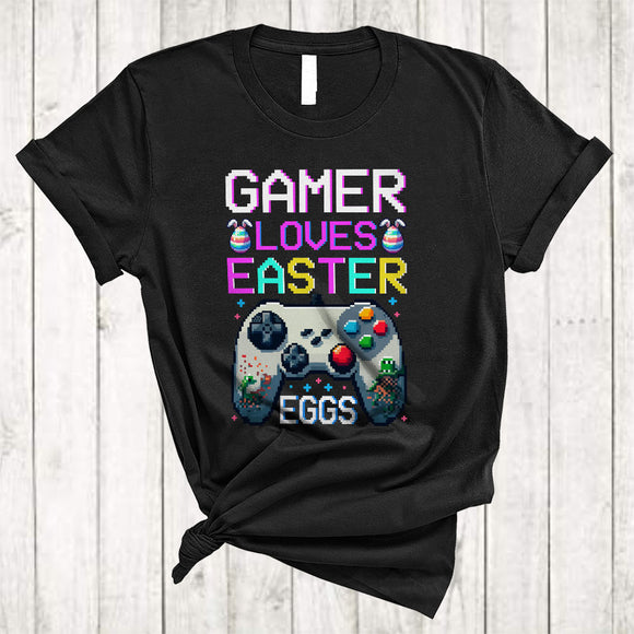 MacnyStore - Gamer Loves Easter Eggs, Joyful Easter Day Video Game Controller, Gaming Gamer Group T-Shirt