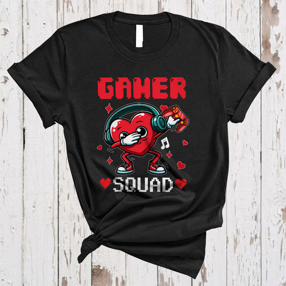 MacnyStore - Gamer Squad, Joyful Valentine's Day Dabbing Heart, Game Controller Gaming Gamer Group T-Shirt