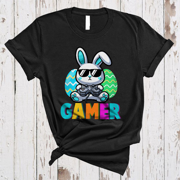 MacnyStore - Gamer, Awesome Easter Day Bunny Playing Game Gaming Lover, Easter Egg Gamer Group T-Shirt
