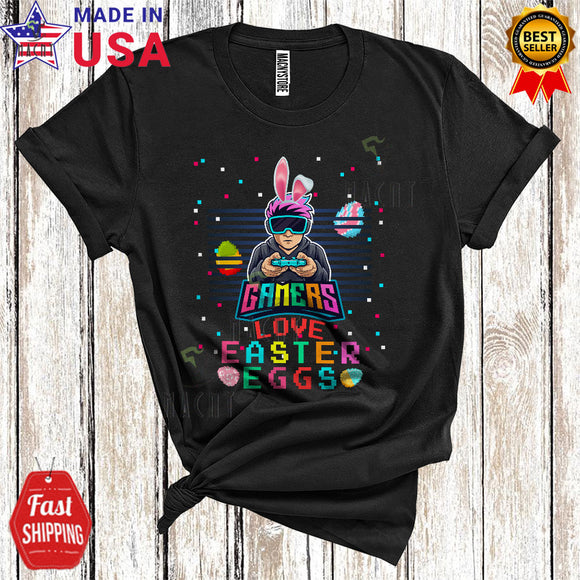 MacnyStore - Gamers Love Easter Eggs Funny Cool Easter Day Bunny Gamer Matching Gaming Hunting Eggs Lover T-Shirt
