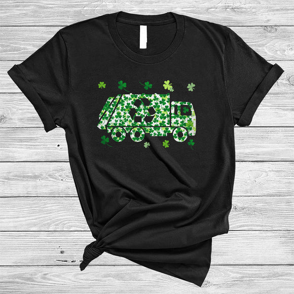 MacnyStore - Garbage Truck Driver Shape Shamrock, Joyful St. Patrick's Day Garbage Truck Lover, Lucky Shamrock T-Shirt