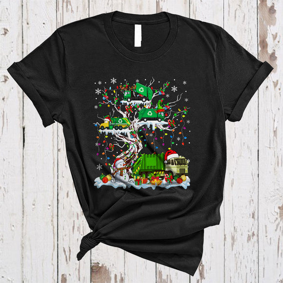 MacnyStore - Garbage Truck On Christmas Tree, Wonderful X-mas Snow Around, Santa Garbage Truck X-mas T-Shirt