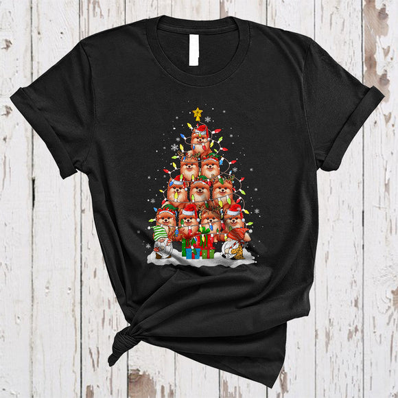 MacnyStore - German Spitz As Christmas Tree, Wonderful X-mas Lights German Spitz, X-mas Snow Around Gnomes T-Shirt
