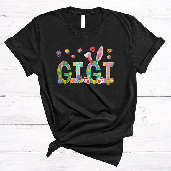 MacnyStore - Gigi, Colorful Easter Day Bunny Ears, Easter Egg Hunting Lover Matching Family Group T-Shirt