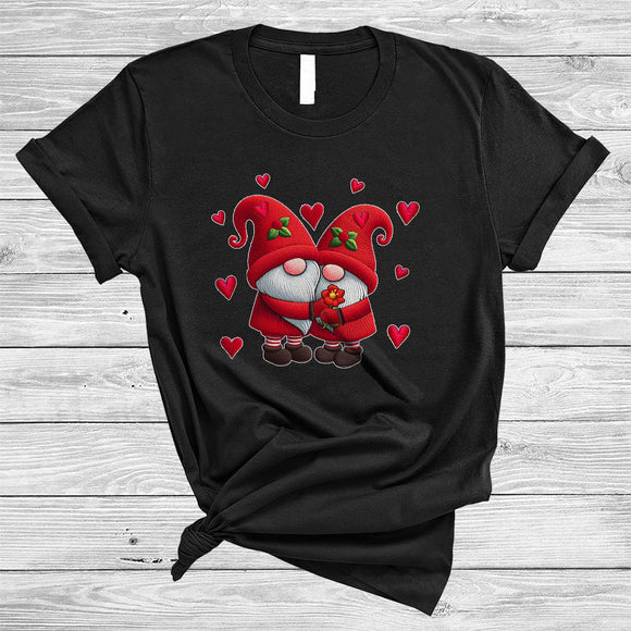 MacnyStore - Gnome Couple, Adorable Valentine's Day Gnomes Hearts, Gnomies Matching Couple Lover T-Shirt