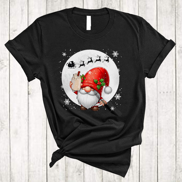 MacnyStore - Gnome Drinking Eggnog, Adorable Cute Christmas Drinking Eggnog, Gnome Gnomies X-mas Team T-Shirt