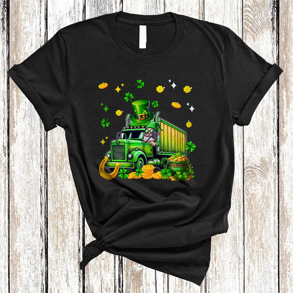 MacnyStore - Gnome Driving Truck, Amazing St. Patrick's Day Gnomes Gnomies, Shamrock Family Group T-Shirt
