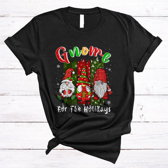 MacnyStore - Gnome For The Holidays, Cute Lovely Christmas Three Gnomies Gnomes Lover, X-mas Group T-Shirt