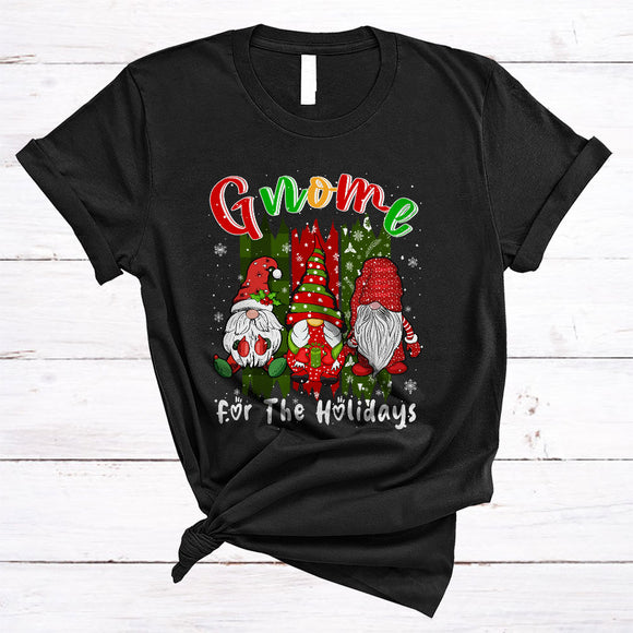 MacnyStore - Gnome For The Holidays, Cute Lovely Christmas Three Gnomies Gnomes Lover, X-mas Group T-Shirt