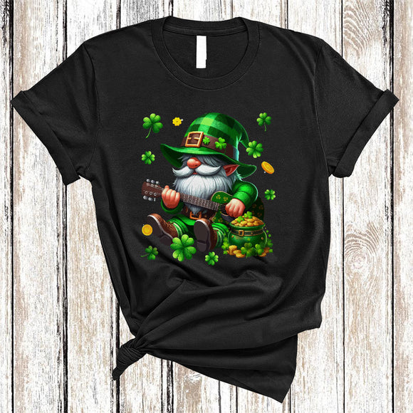 MacnyStore - Gnome Playing Guitar, Wonderful St. Patrick's Day Guitarist Gnomies, Lucky Shamrock T-Shirt