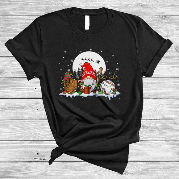 MacnyStore - Gnome With Baseball Equipment, Funny Lovely Christmas Snow Sport, X-mas Baseball Player T-Shirt