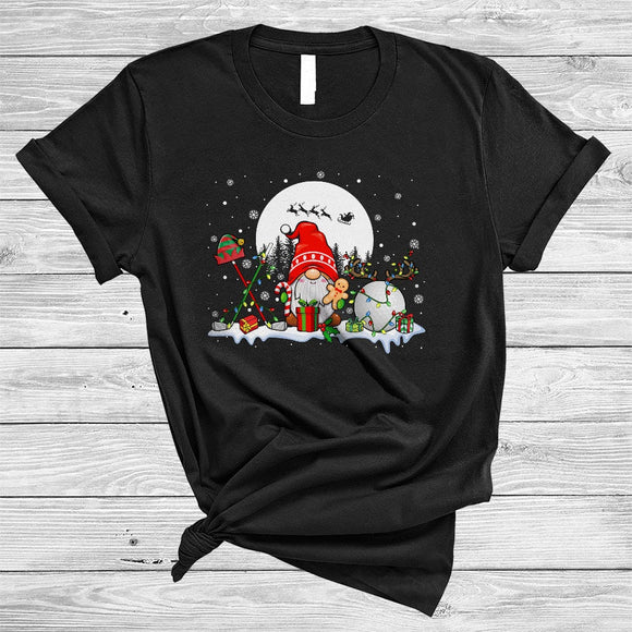 MacnyStore - Gnome With Golf Equipment, Funny Lovely Christmas Snow Sport, X-mas Golf Player T-Shirt