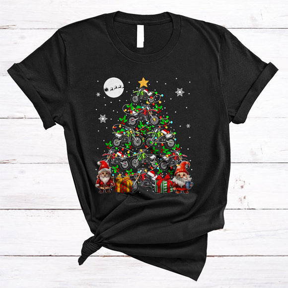 MacnyStore - Gnomes Dirt Bike Christmas Tree, Awesome X-mas Dirt Bike Rider Squad Team, Matching Family Group T-Shirt