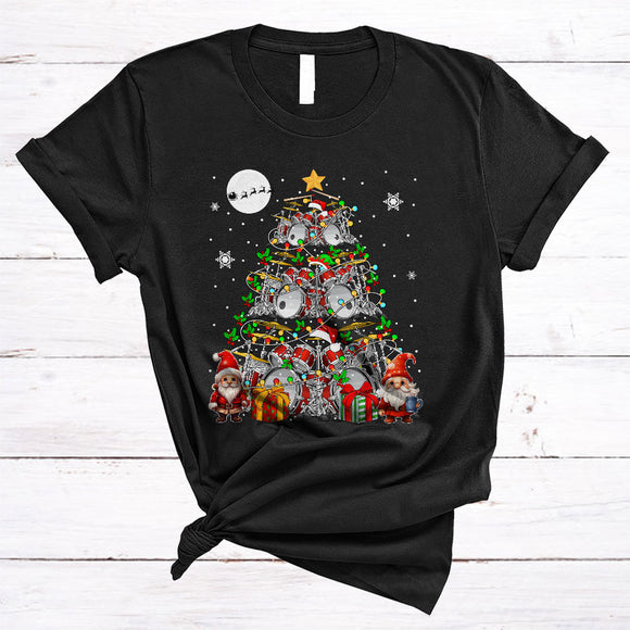 MacnyStore - Gnomes Drum Christmas Tree, Awesome X-mas Drum Squad Team, Matching Family Group T-Shirt