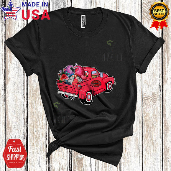 MacnyStore - Gnomes On Pickup Truck Cool happy Valentine's Day Flowers Couple Of Gnomes Pickup Truck Lover T-Shirt