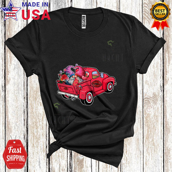 MacnyStore - Gnomes On Pickup Truck Cool happy Valentine's Day Flowers Couple Of Gnomes Pickup Truck Lover T-Shirt