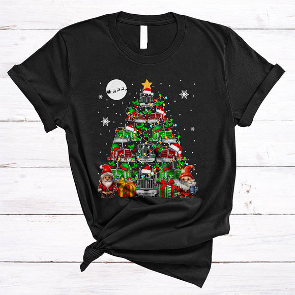 MacnyStore - Gnomes Truck Christmas Tree, Awesome X-mas Truck Driver Squad Team, Family Group T-Shirt