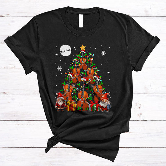MacnyStore - Gnomes Violin Christmas Tree, Awesome X-mas Violin Squad Team, Matching Family Group T-Shirt