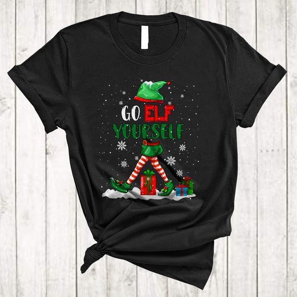 MacnyStore - Go ELF Yourself, Joyful Christmas ELF Snow Around, Matching X-mas Family Pajama Group T-Shirt