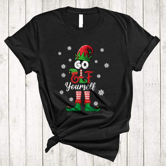MacnyStore - Go Elf Yourself, Sarcastic Christmas Adult ELF Lover Snow Around, Family Pajamas X-mas Group T-Shirt
