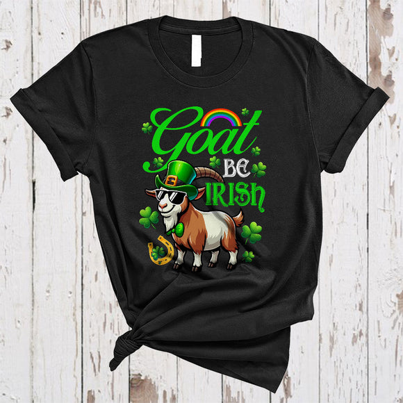 MacnyStore - Goat Be Irish, Humorous St. Patrick's Day Goat Lover, Shamrock Rainbow Matching Farmer Group T-Shirt