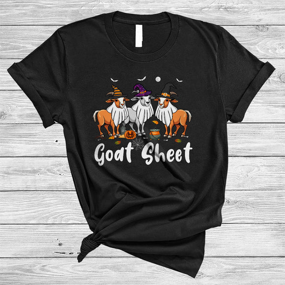 MacnyStore - Goat Sheet Cool Creepy Halloween Boo Ghost Matching Goats Farm Animal Farmer T-Shirt