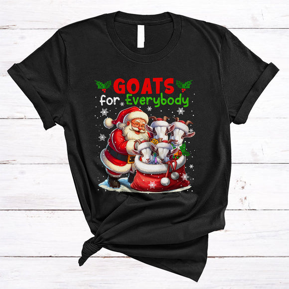 MacnyStore - Goats For Everybody, Joyful Christmas Goat In Santa Bag, Farmer X-mas Family Group T-Shirt