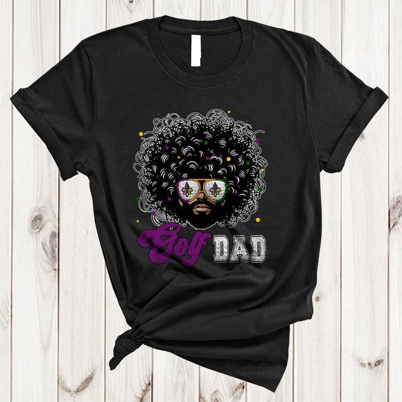 MacnyStore - Golf Dad, Amazing Mardi Gras Messy Afro Hair Man Black African, Sport Player Family Group T-Shirt