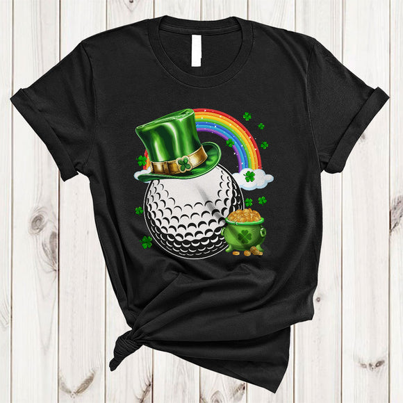 MacnyStore - Golf With Lucky Rainbow, Joyful St. Patrick's Day Irish Sport Player Team, Shamrocks Lover T-Shirt