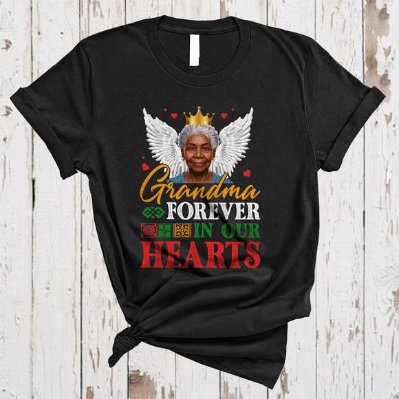 MacnyStore - Grandma Forever In Our Hearts, Proud Back History Month Memory Black Afro Grandma, African Family T-Shirt