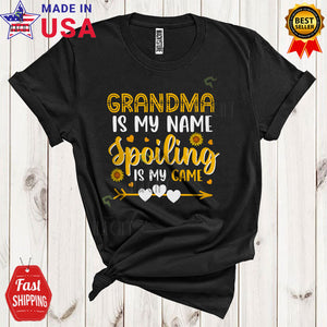 MacnyStore - Grandma Is My Name Spoiling Is My Game Cool Cute Mother's Day Matching Family Sunflowers Lover T-Shirt
