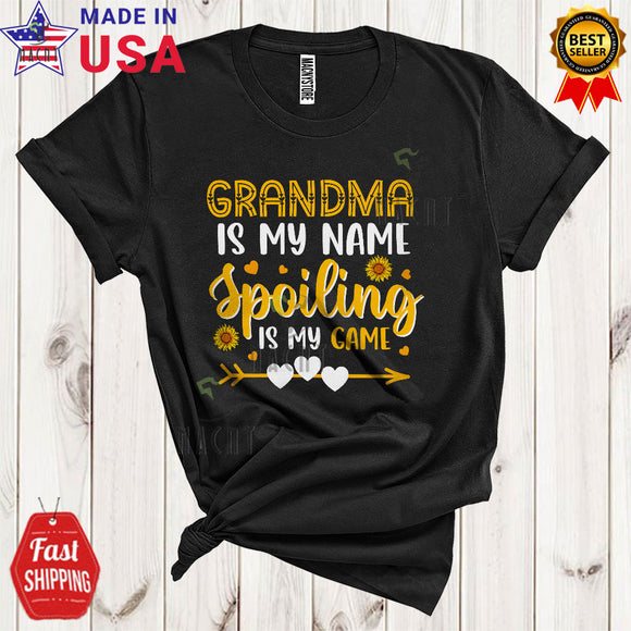 MacnyStore - Grandma Is My Name Spoiling Is My Game Cool Cute Mother's Day Matching Family Sunflowers Lover T-Shirt