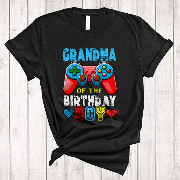 MacnyStore - Grandma Of The Birthday Boy, Joyful Birthday Video Game Controller, Matching Family Gamer T-Shirt