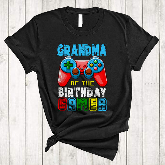 MacnyStore - Grandma Of The Birthday Gamer, Joyful Birthday Video Game Controller, Matching Family Gamer T-Shirt