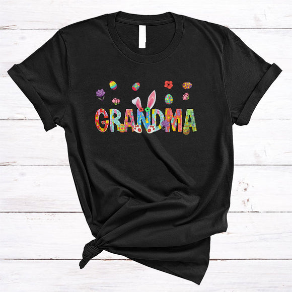 MacnyStore - Grandma, Colorful Easter Day Bunny Ears, Easter Egg Hunting Lover Matching Family Group T-Shirt