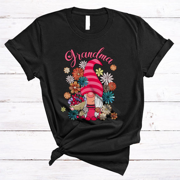 MacnyStore - Grandma, Lovely Mother's Day Flowers Gnomes Gnomies Squad, Matching Women Family Group T-Shirt