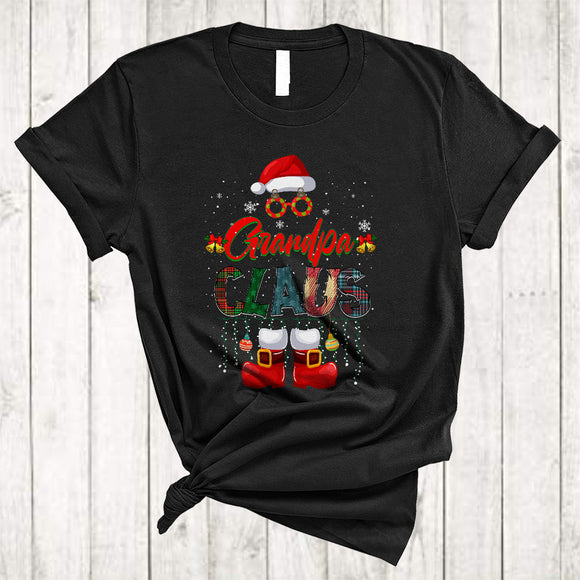 MacnyStore - Grandpa Claus Cute Lovely Christmas Family Group Xmas Snow Plaid Leopard Santa Lover T-Shirt