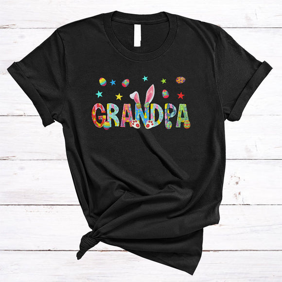MacnyStore - Grandpa, Colorful Easter Day Bunny Ears, Easter Egg Hunting Lover Matching Family Group T-Shirt