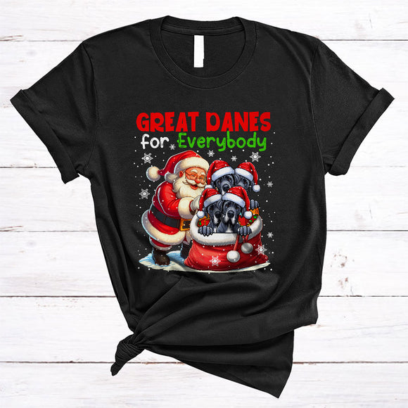 MacnyStore - Great Danes For Everybody, Joyful Christmas Great Dane In Santa Bag, X-mas Family Group T-Shirt