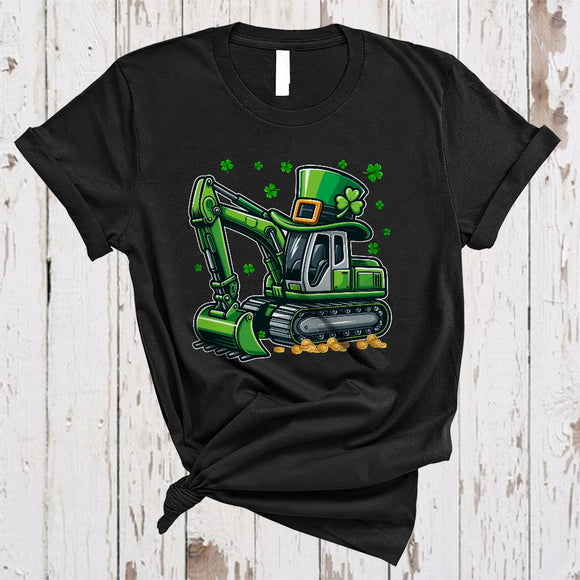 MacnyStore - Green Leprechaun Excavator Driver, Amazing St. Patrick's Day Leprechaun, Lucky Shamrock T-Shirt