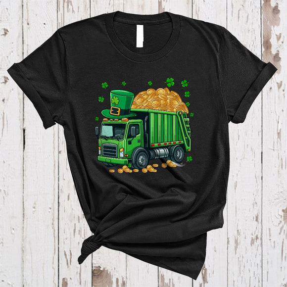 MacnyStore - Green Leprechaun Garbage Truck Driver, Amazing St. Patrick's Day Leprechaun, Lucky Shamrock T-Shirt