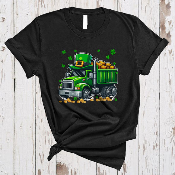 MacnyStore - Green Leprechaun Truck Driver, Amazing St. Patrick's Day Leprechaun Trucker, Lucky Shamrock T-Shirt