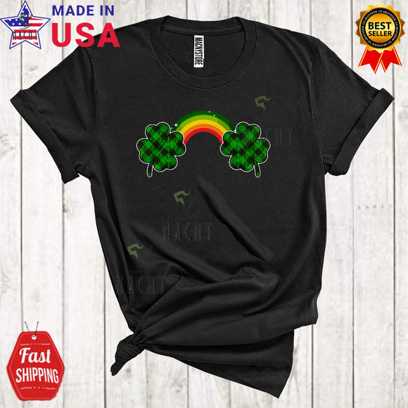 MacnyStore - Green Plaid Shamrocks Boobs Cool Funny St. Patrick's Day Green Plaid Shamrocks Rainbow Lover T-Shirt