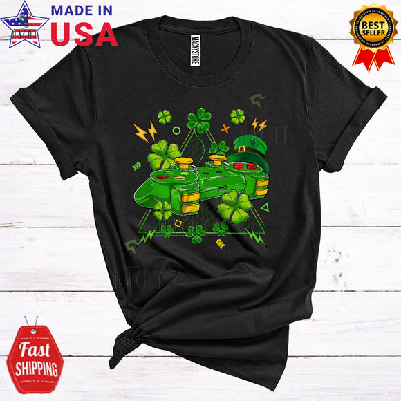MacnyStore - Green Video Games Controller Cute Cool St. Patrick's Day Shamrock Leprechaun Gaming Gamer Lover T-Shirt