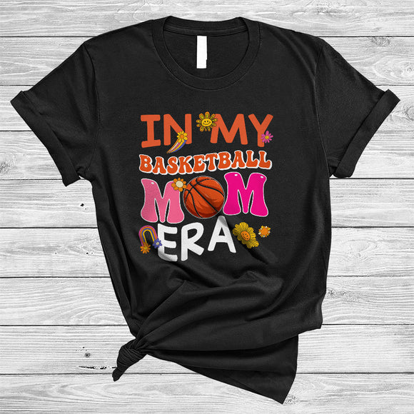 MacnyStore - Groovy In My Basketball Mom Era Joyful Mother's Day Flowers Mom Life Game Day Vibes Family T-Shirt
