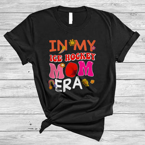 MacnyStore - Groovy In My Ice Hockey Mom Era Joyful Mother's Day Flowers Mom Life Game Day Vibes Family T-Shirt